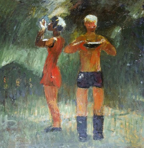 На Целине. Дождь. Эскиз